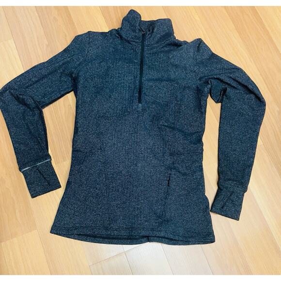 Lululemon Kanto Catch Me 1/2 Zip Herringbone Heathered Black Black Slate… - Picture 8 of 13